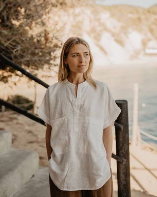 Julie - Linen Blouse in Off White