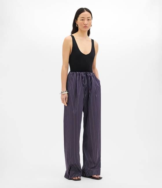 Drawcord Pant | Navy/White Stripe