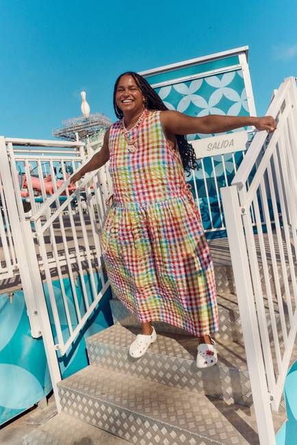 Sacha - Midi Dress in Rainbow Check