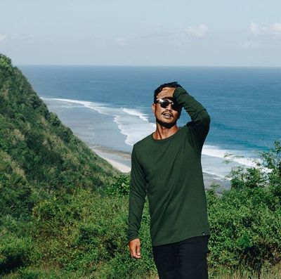 T-shirt lange mouw - biologisch katoen - Donker groen en Navy