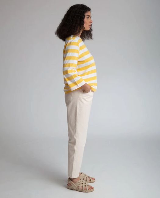 Tessa Organic Cotton Canvas Trouser in Ecru