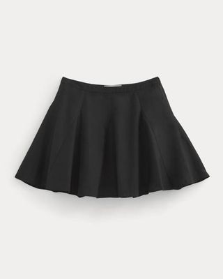 Godet Mini Skirt in Cotton Silk | Black