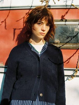 Karla Knitted Cardigan Blueberry organic cotton | Nudie Jeans