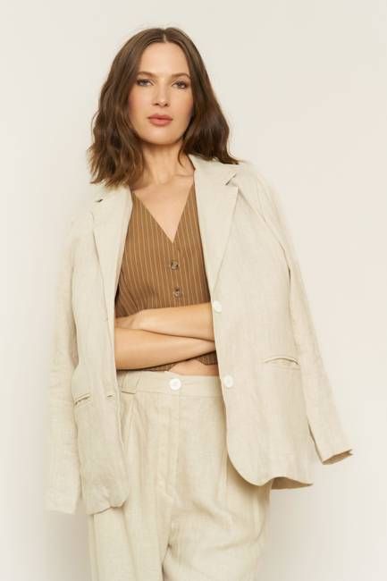 Parker Blazer in Oatmeal Linen