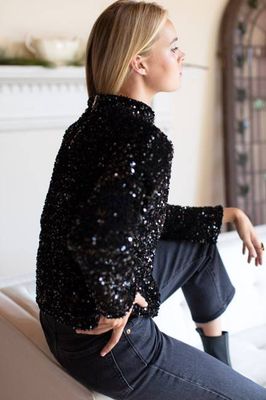 Edie Top - Black Sequin