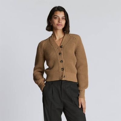 The Texture Cotton Cardigan | Cappuccino