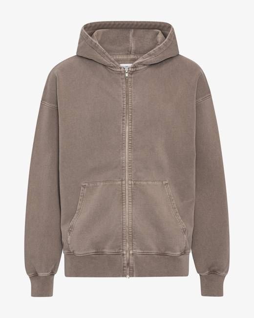 Organic Oversized Zip Hood - Faded Khaki