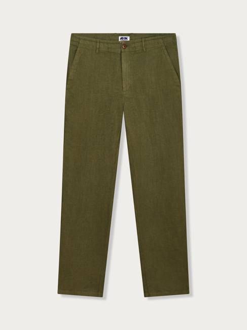 Men's Olive Green Randall Linen Trousers