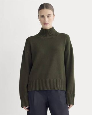The Boxy Turtleneck in Everyday Cotton | Dark Green