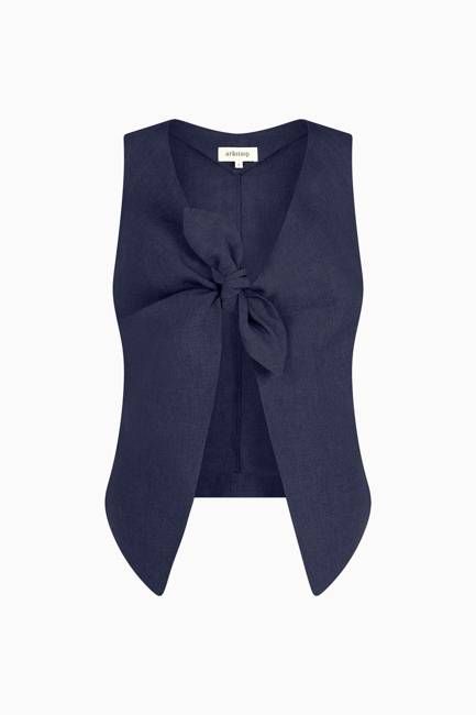 The Lucia Tie Vest in navy blue