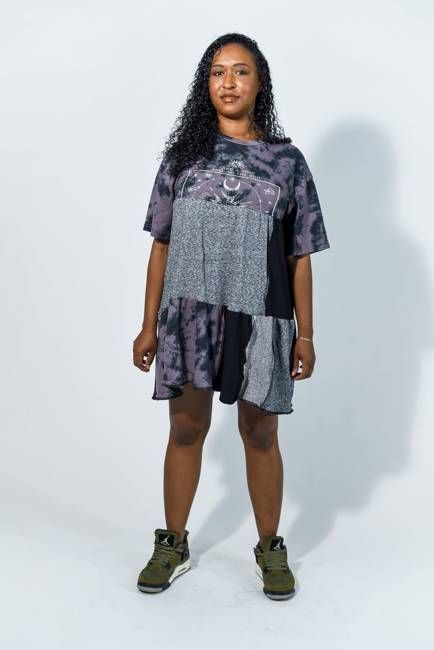 Upcycled Color Block Baby Doll T-Shirt Dress - Constance Wilde