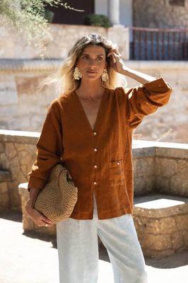Emilia Brown Linen Shirt