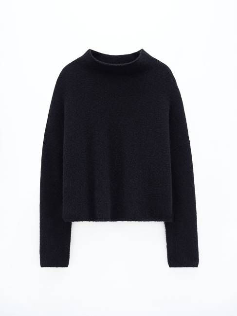 Mika Black Yak Funnelneck Sweater