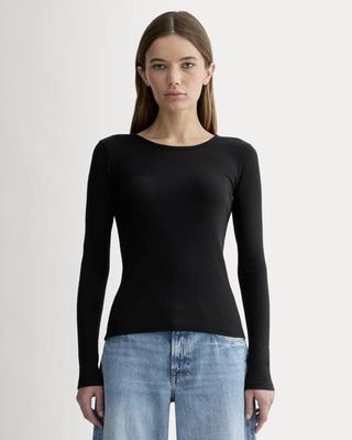 The Luxe Rib Long-Sleeve Crew | Black