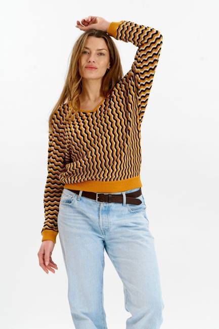 CLOVER Organic Cotton Pointelle Jumper - Mustard