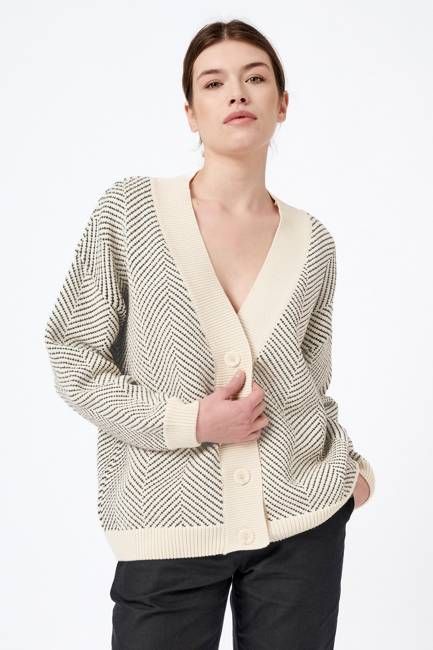 Knitted herringbone cardigan