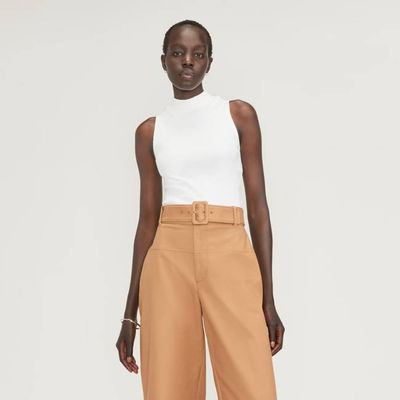 The Ribbed Mockneck Tank | White