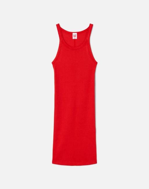 Ribbed Tank Mini Dress - Heritage Red
