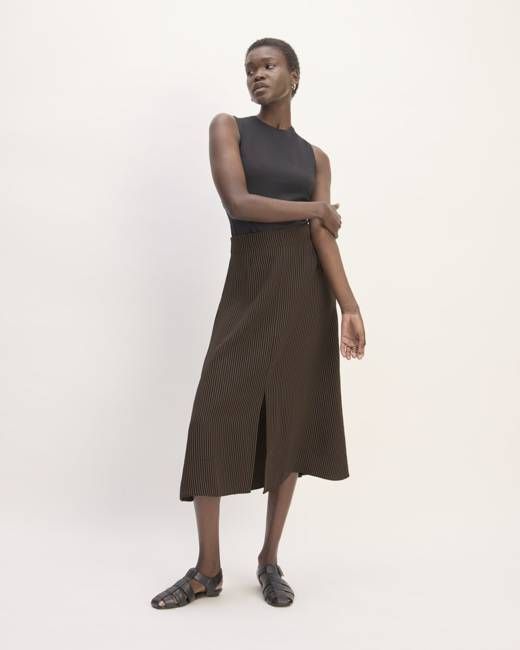 The Mini Jacquard Stripe Slip Skirt | Cocoa / Black