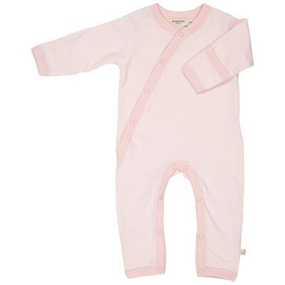 Kimono Strampler (feiner Streifen) - Babyrosa