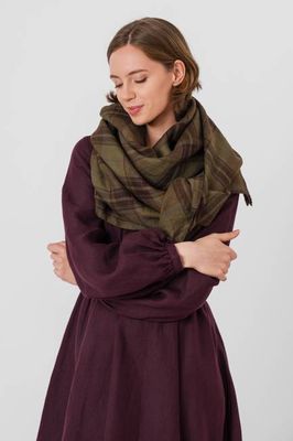 Palisandra Scarf, Twill Linen, Oak Tartan