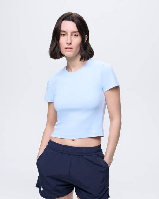 Womens Summer Cropped T-Shirt—Wildflower Blue