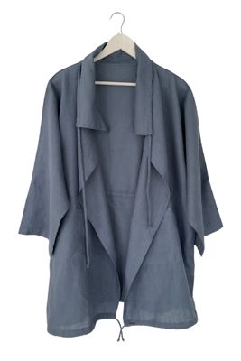 NEW! Linen Drawstring Overlay Blue Slate