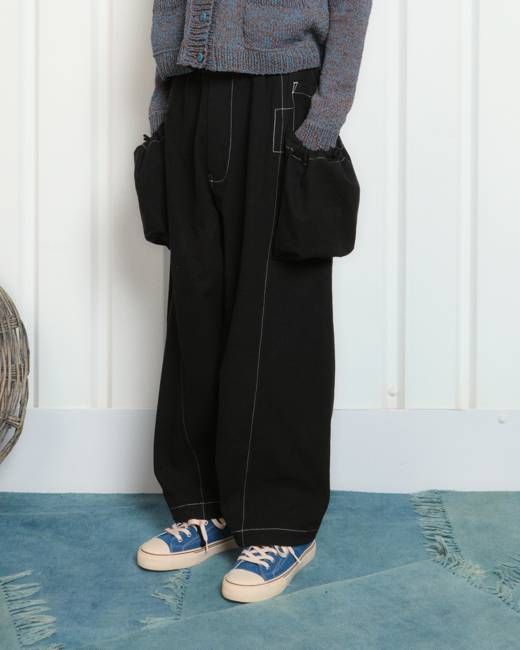 Salt Pants - Black Slub Contrast