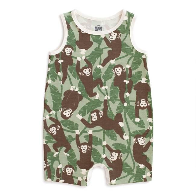 Tank Top Romper - Chimpanzees Green