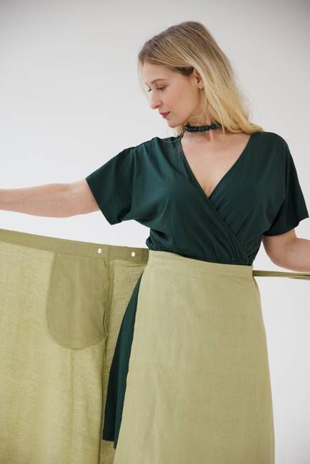 NEW! Cotton Hemp Wrap Skirt Olive