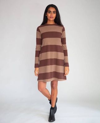 Vicky-Sue Organic Cotton Dress In Chocolate & Mocha