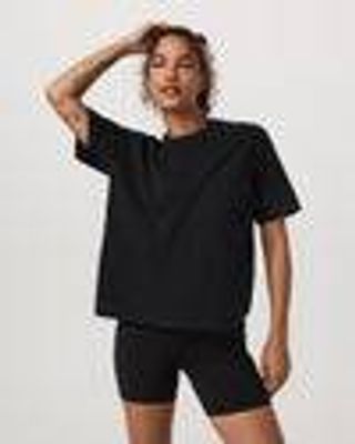 Short Sleeve Heavyweight Oversized Cotton Tee | Black | Vuori