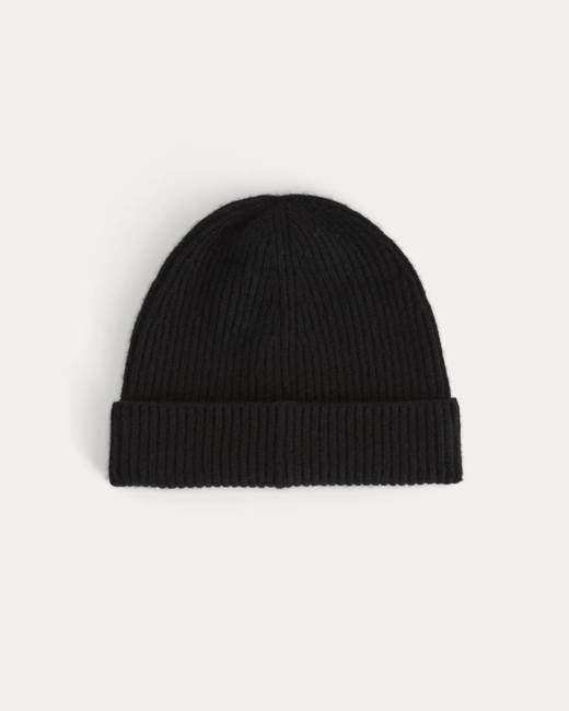 The Cashmere Ribbed Beanie | Black