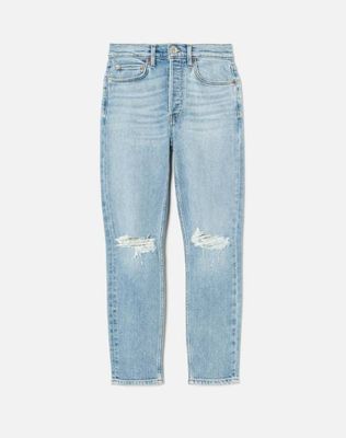 Comfort Stretch High Rise Ankle Crop - Destroy Sanded Blue