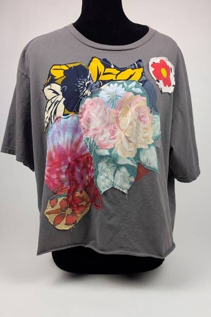 Grey Patchwork Constance Wilde Upcycled Short Sleeve Top