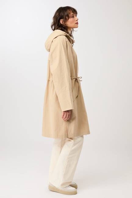 Langer Parka mit seitlichen Drucknöpfen und Ärmelaufschlag (Natural)