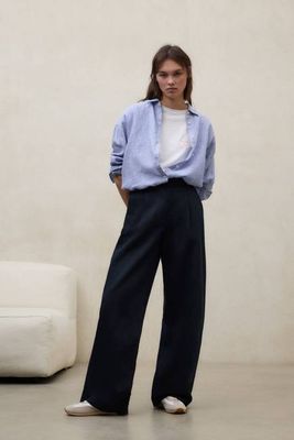 NAVY BLUE MIEL LINEN TROUSERS