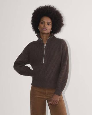 The Half-Zip Sweater in Luxe Merino | Earth Brown