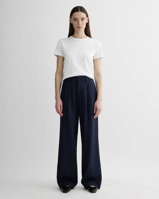 The Draper Pleated Pant in Buttersmooth | Navy | 30" Inseam