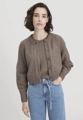 Relaxed Cropped Knit Jacket made from organic merino wool with organic cotton