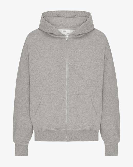 Organic Oversized Zip Hood - Heather Grey
