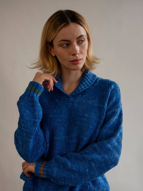 Heath Shawl Collar L/S Pullover in Rescued Pima Cotton - Nicandra