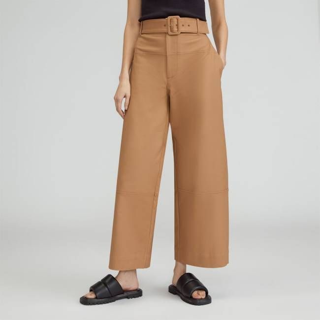 The Structured Cotton Belted Pant | Toasted Coconut