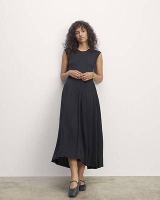 The Knit Pleated Dress | Black