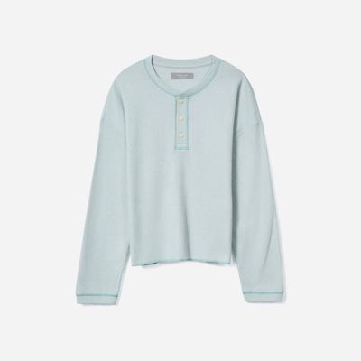The Organic Cotton Waffle Henley | Ice Blue