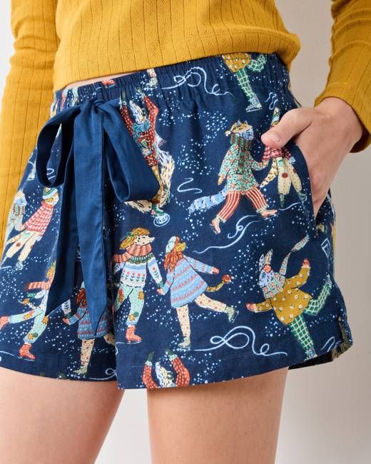 Figure Skaters - Lightweight Flannel Astrid Short - Frozen Pond