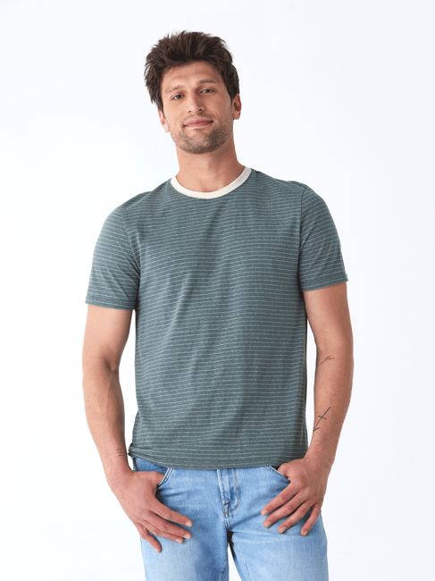 Stripe Triblend Jersey Crew Tee