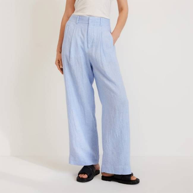 The Linen Way-High® Drape Pant  | Light Blue