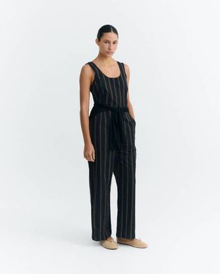 Raflesia striped seersucker jumpsuit