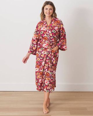 Festive Feast - Lightweight Flannel Robe - Cranberry Sauce
